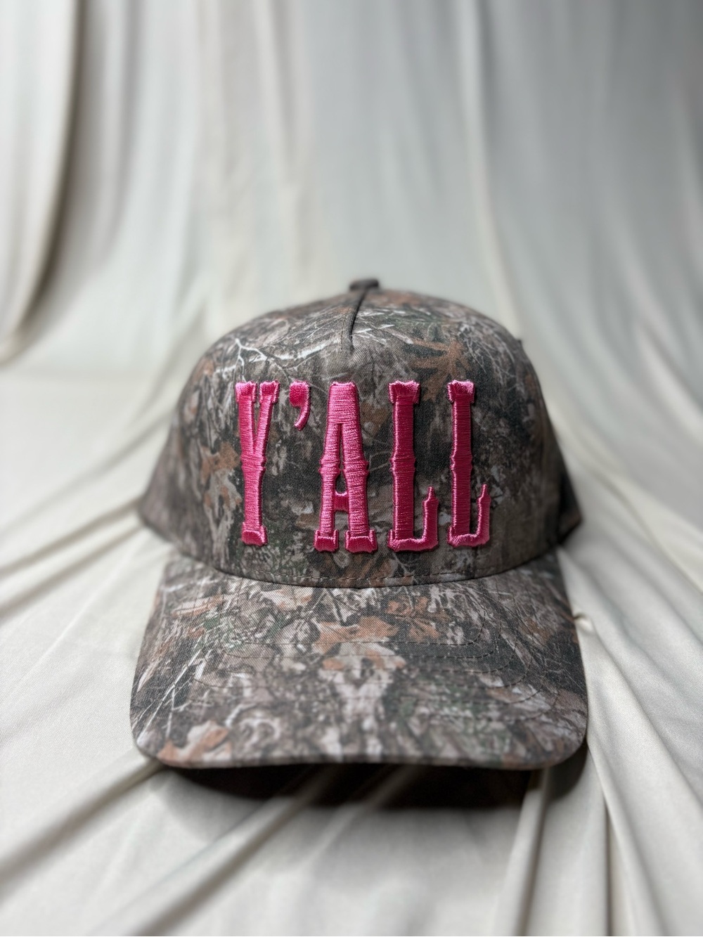 C.C Camouflage Cap with Pink "Y'ALL" Embroidery
